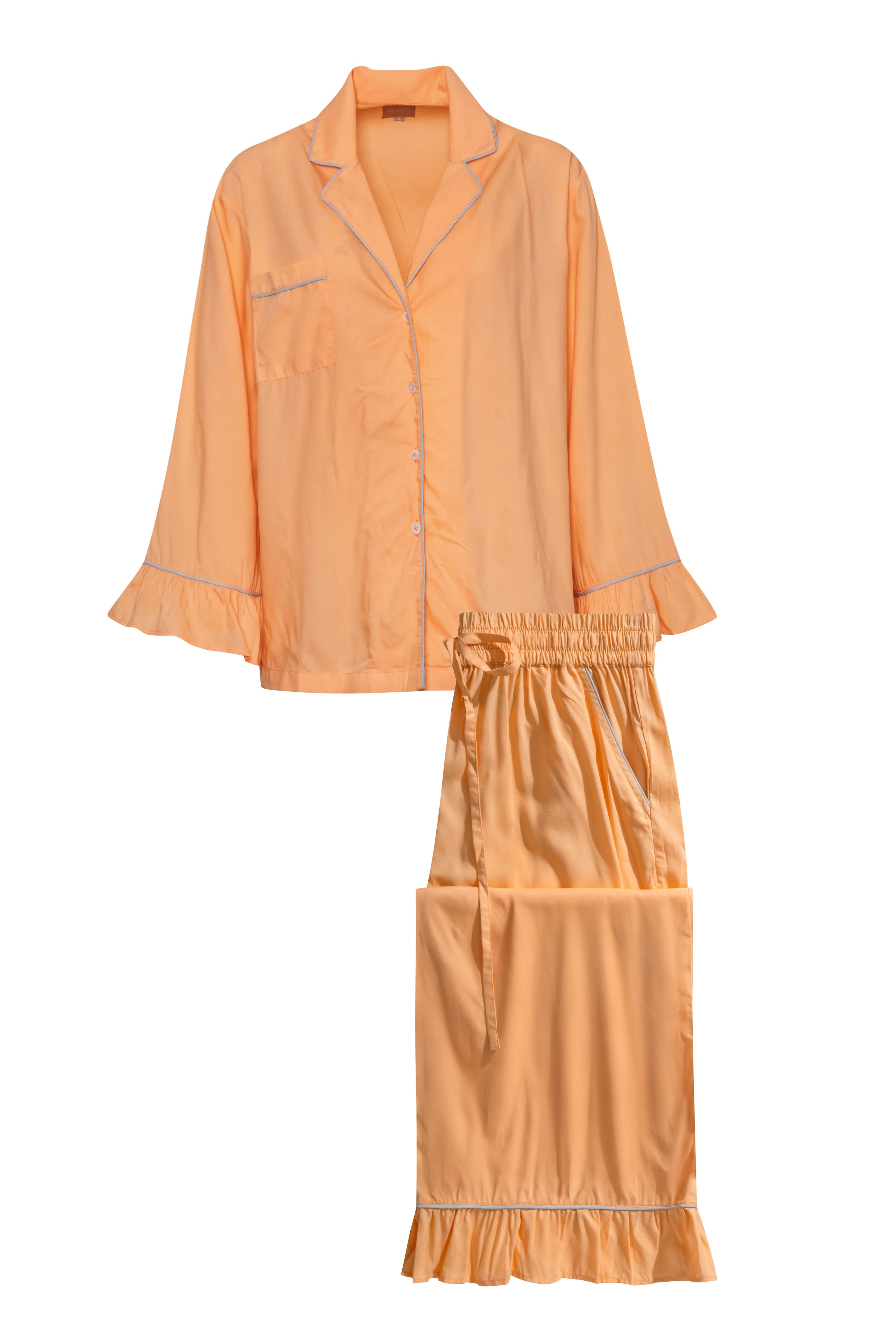 Luxury Bamboo Pajama Set Women | Orange and Blue Pipping