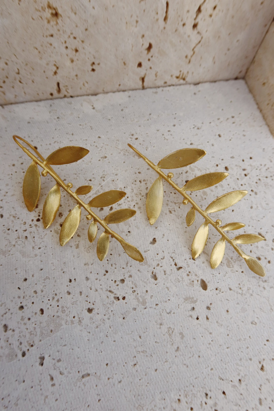 Olive Branch Statement Gold Earrings