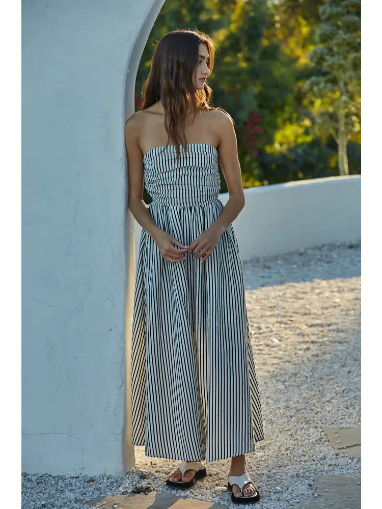 Stripped Black And White Maxi Dress