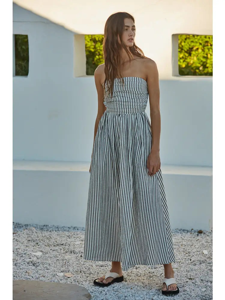 Stripped Black And White Maxi Dress