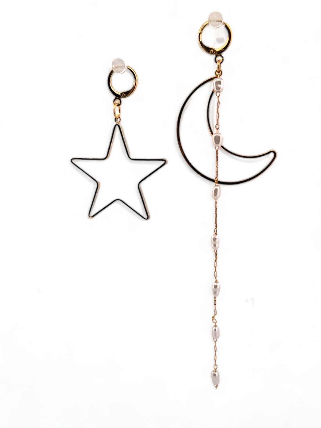 Mismatched Earrings - Moon And Star