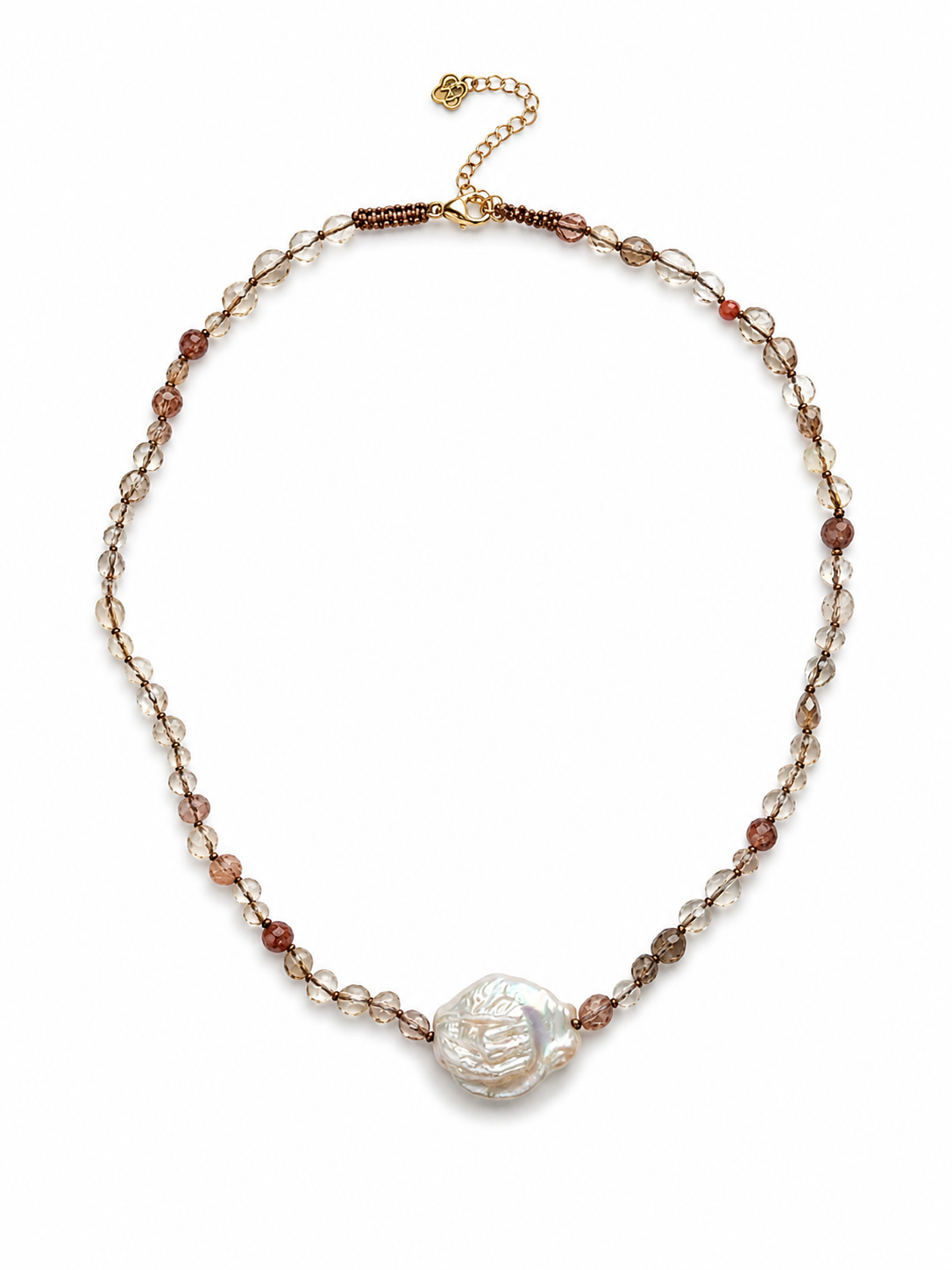 L'Écume Necklace – Baroque Pearl & Brown Agate
