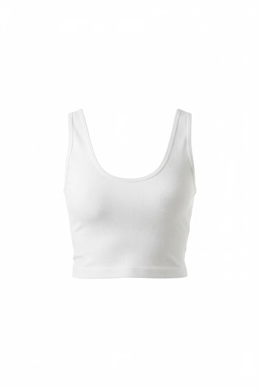 Knit Seamless Ribbed White Racerback