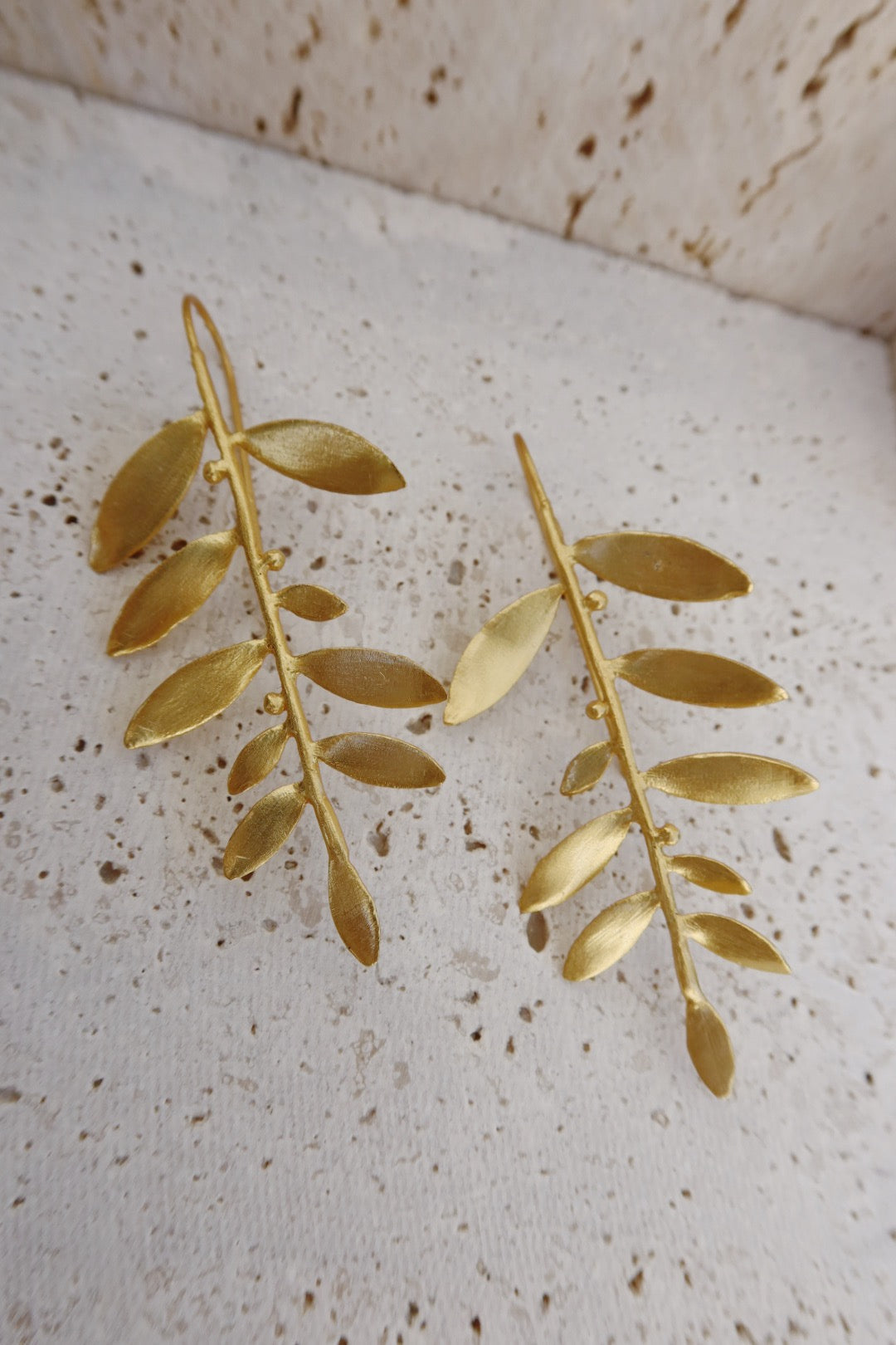 Olive Branch Statement Gold Earrings