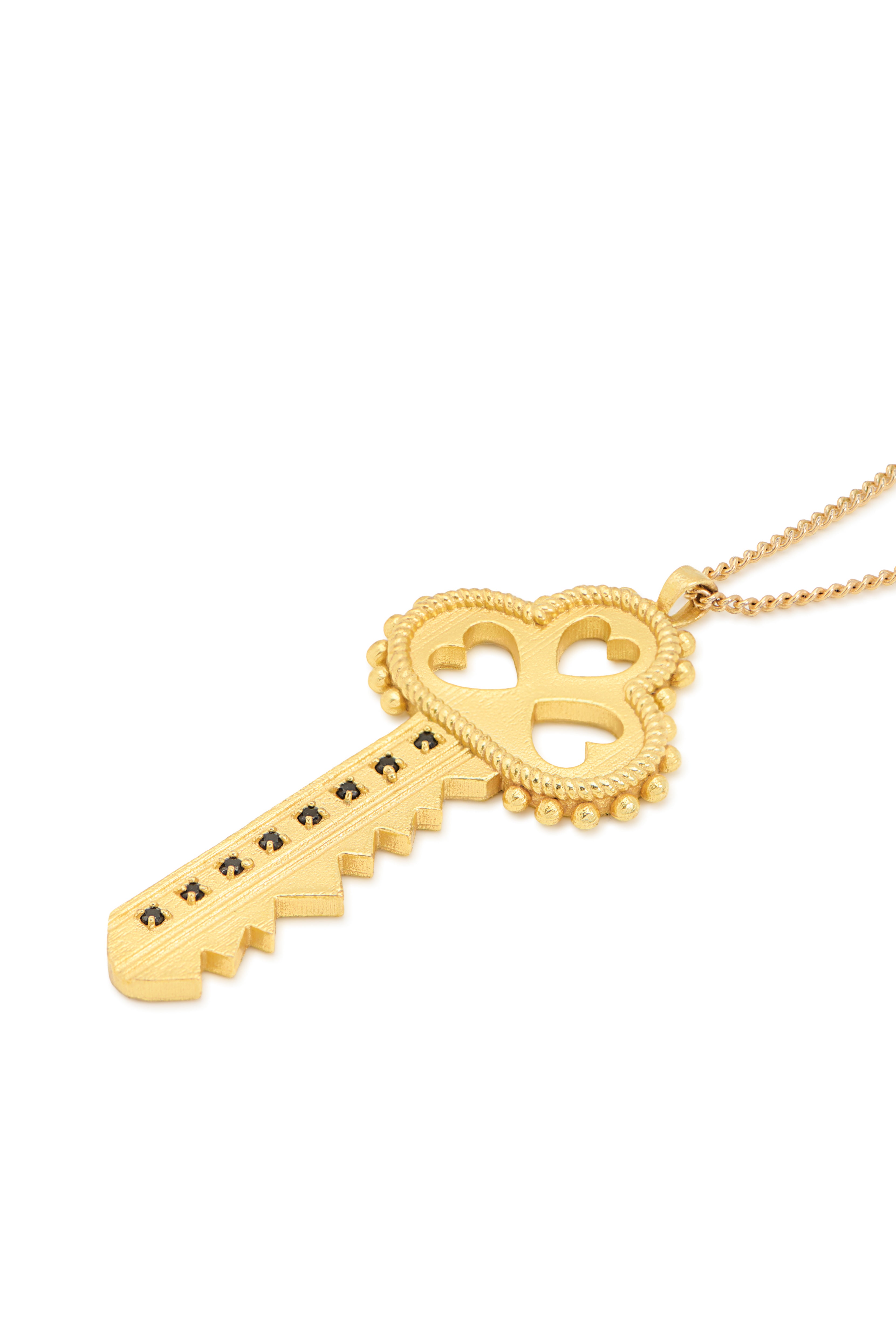 Key of Courage Necklace | Black Onyx Gold Key Pendant | Carolina