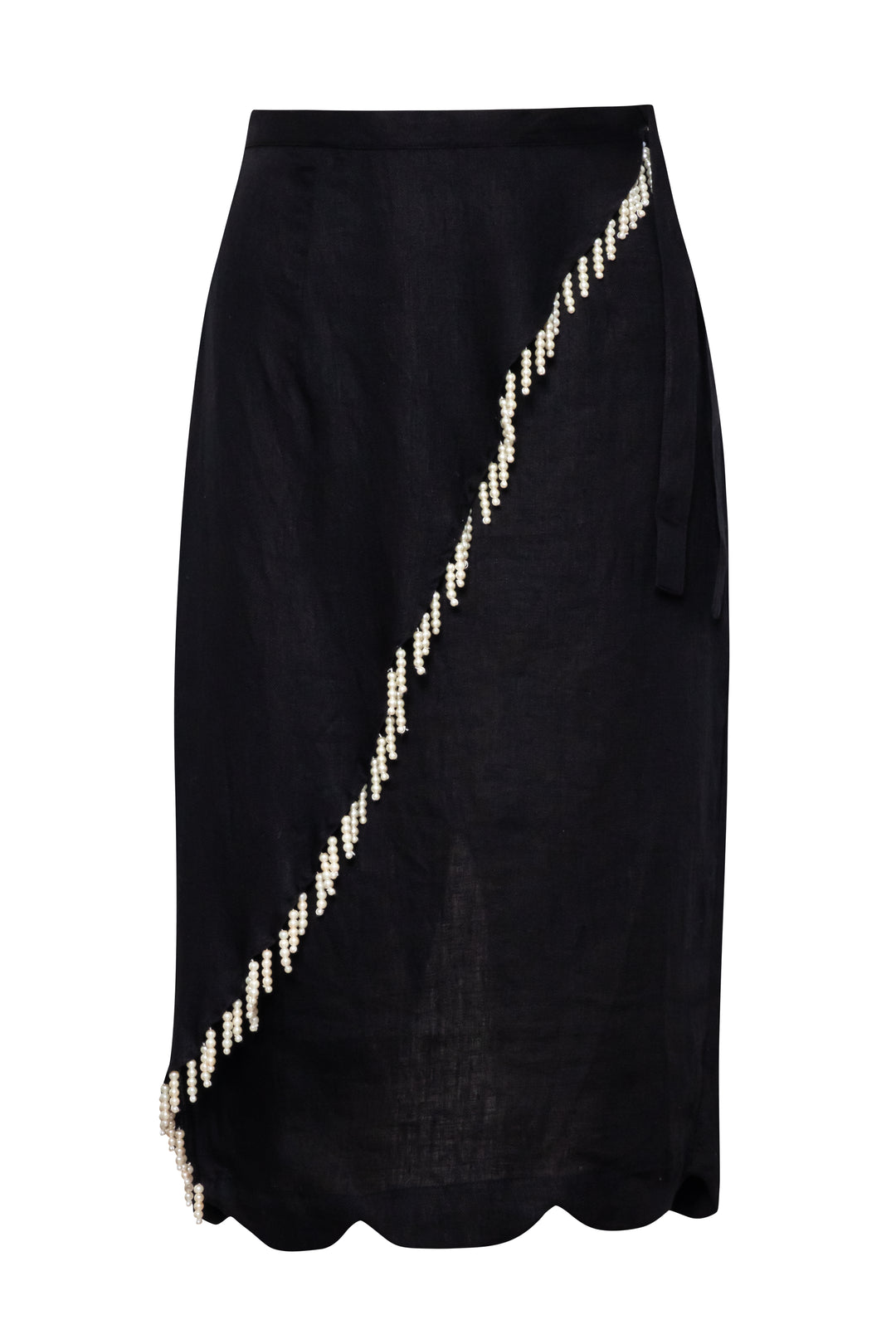 Ava Pearled Skirt in Black – Romantic Skirt with Pearls
