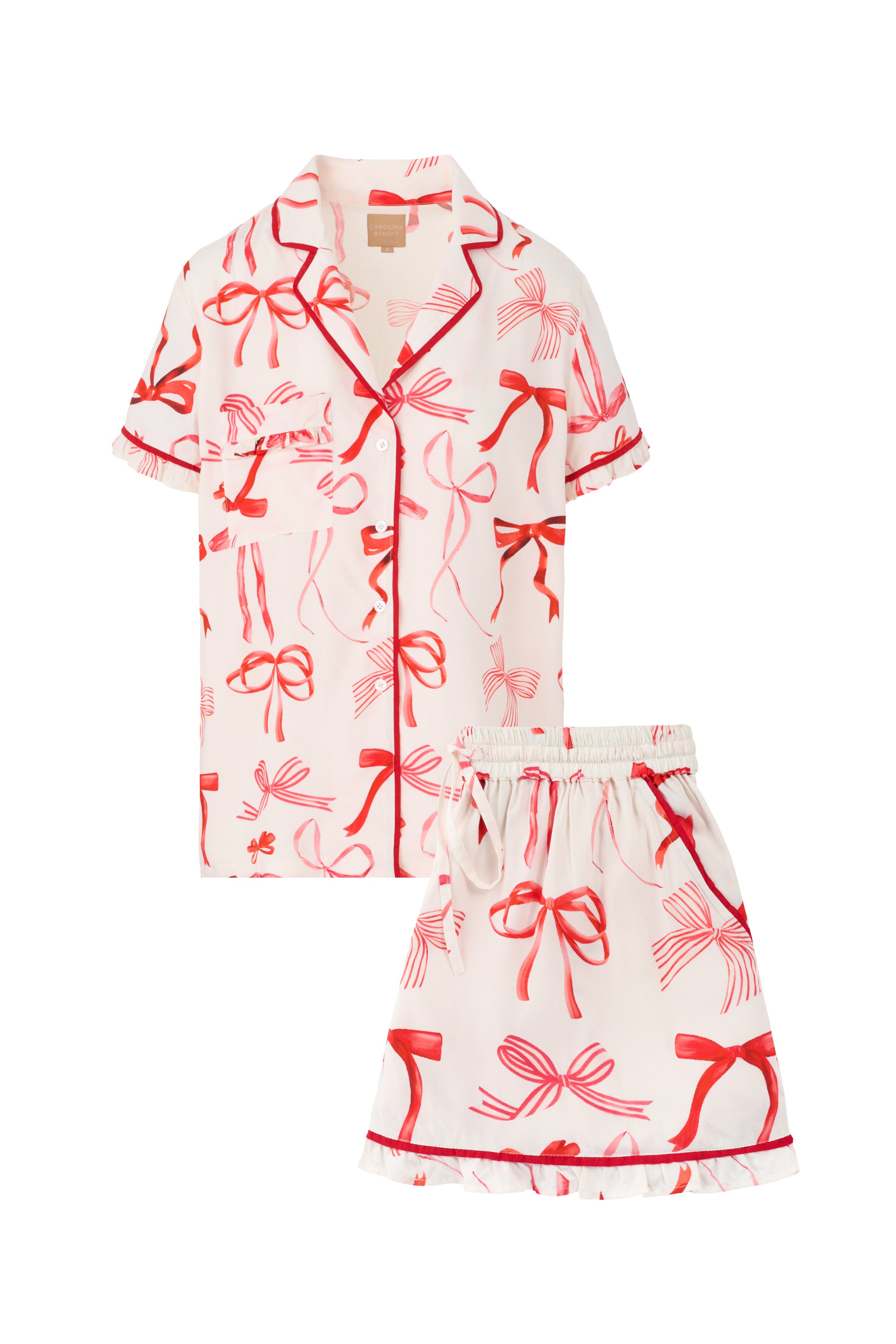 Red Bow Luxury Matching Set Pajama Bow Print