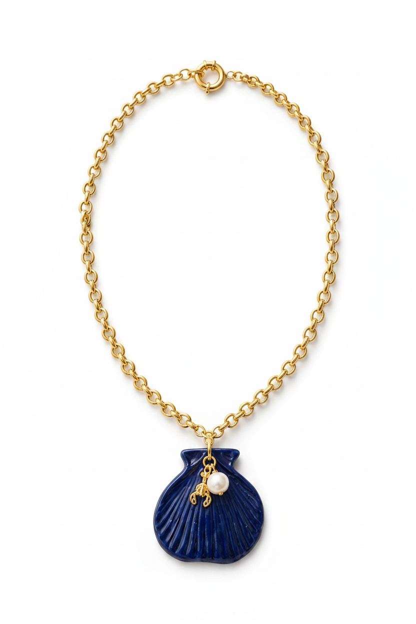 Cobalt Shell Pendant Necklace