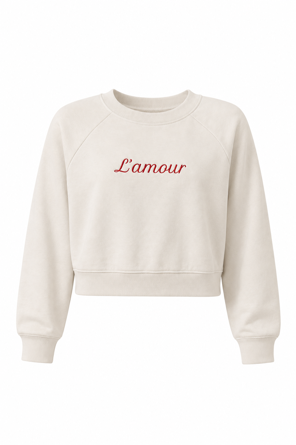 L'Amour Embroidered Crop Sweatshirt