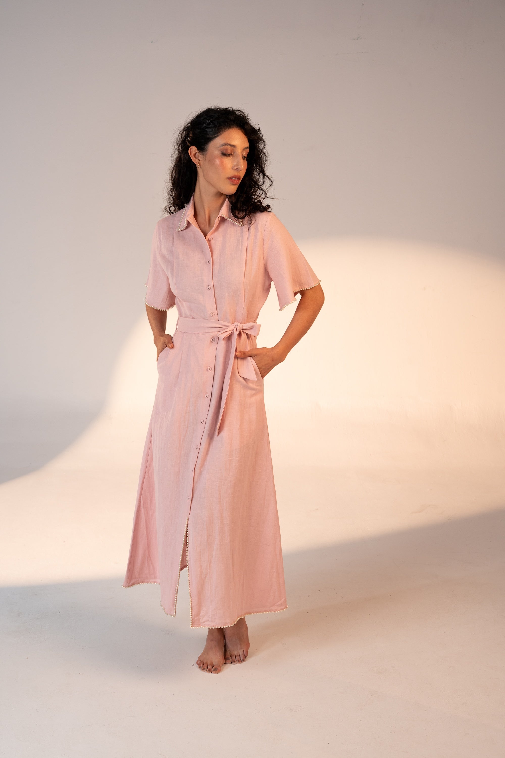 Cafe Au Lait Pearled Dress Bubble Pink