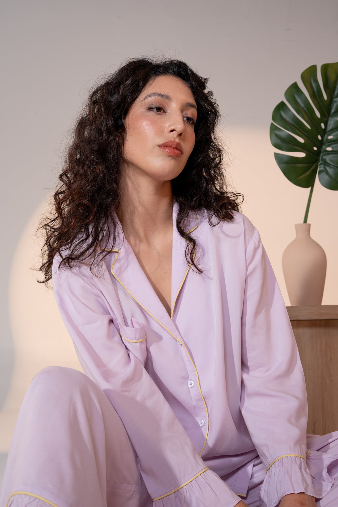 Luxury Bamboo Pajama Set Women | Purple & Green