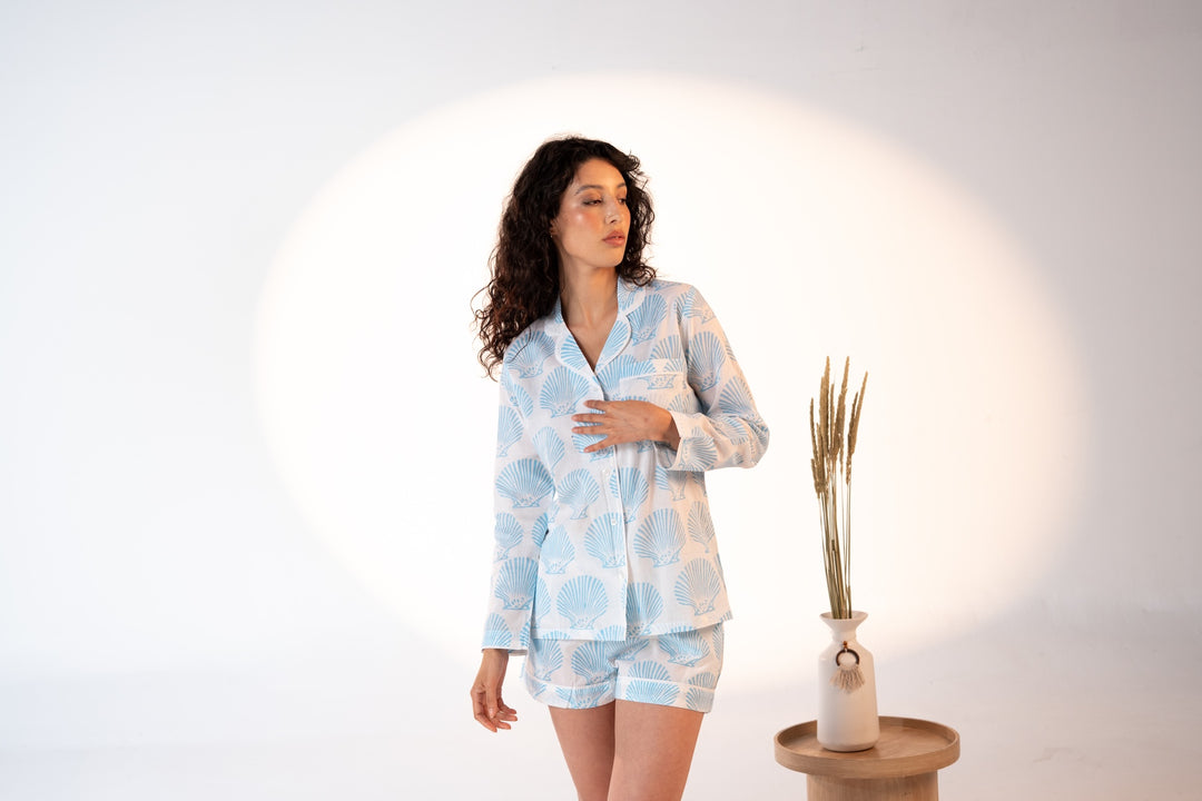Coastal Shell Block Print Short Pajama