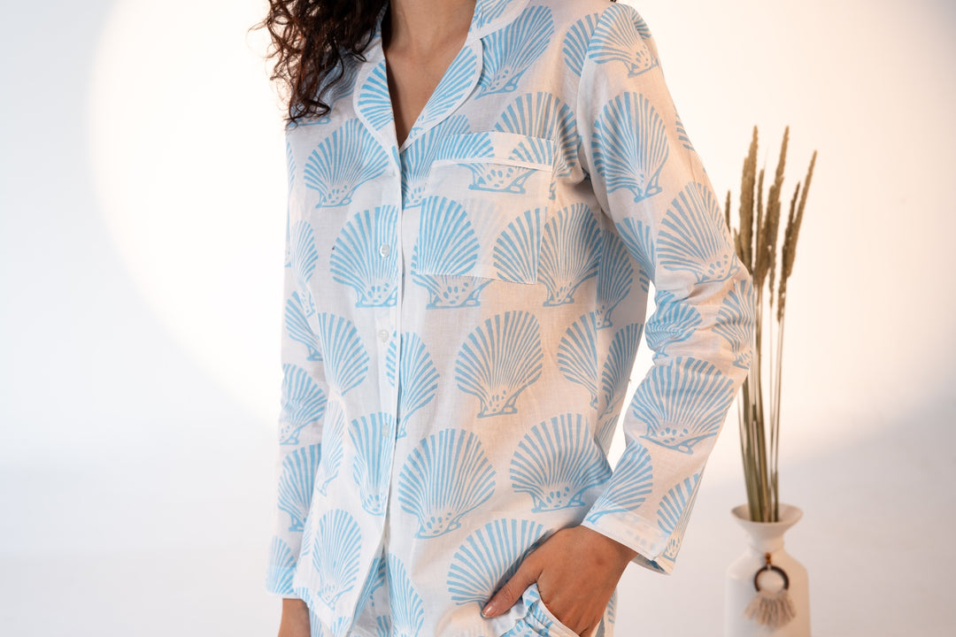 Coastal Shell Block Print Short Pajama
