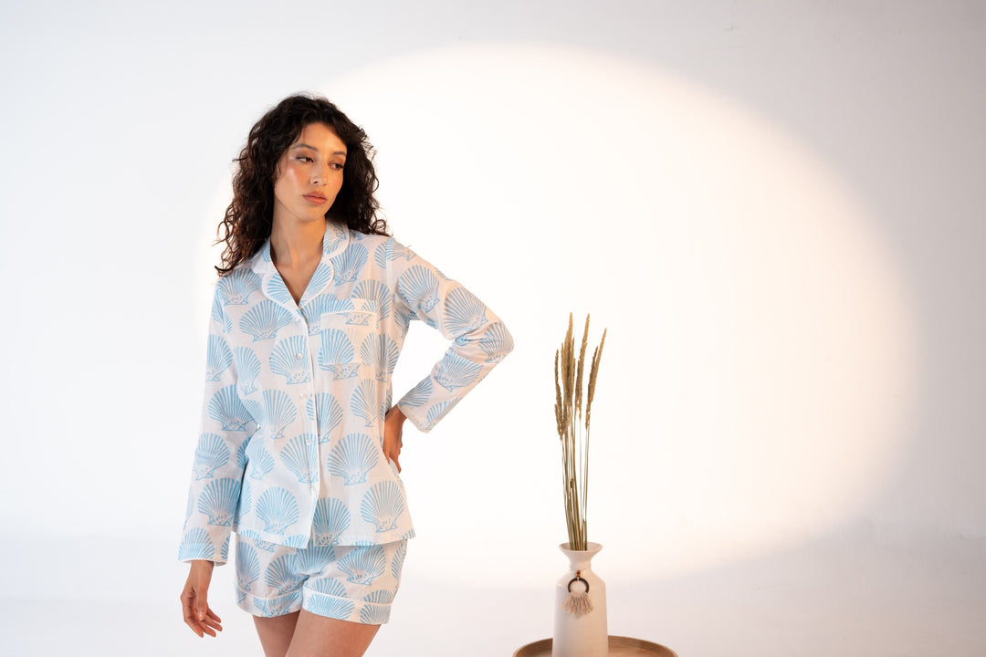 Coastal Shell Block Print Short Pajama