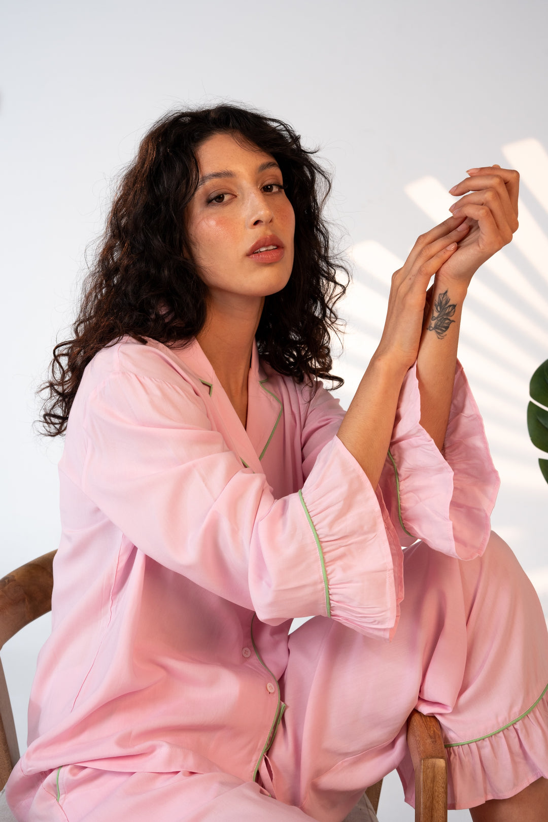 Luxury Bamboo Pajama Set Women | Pink & Green