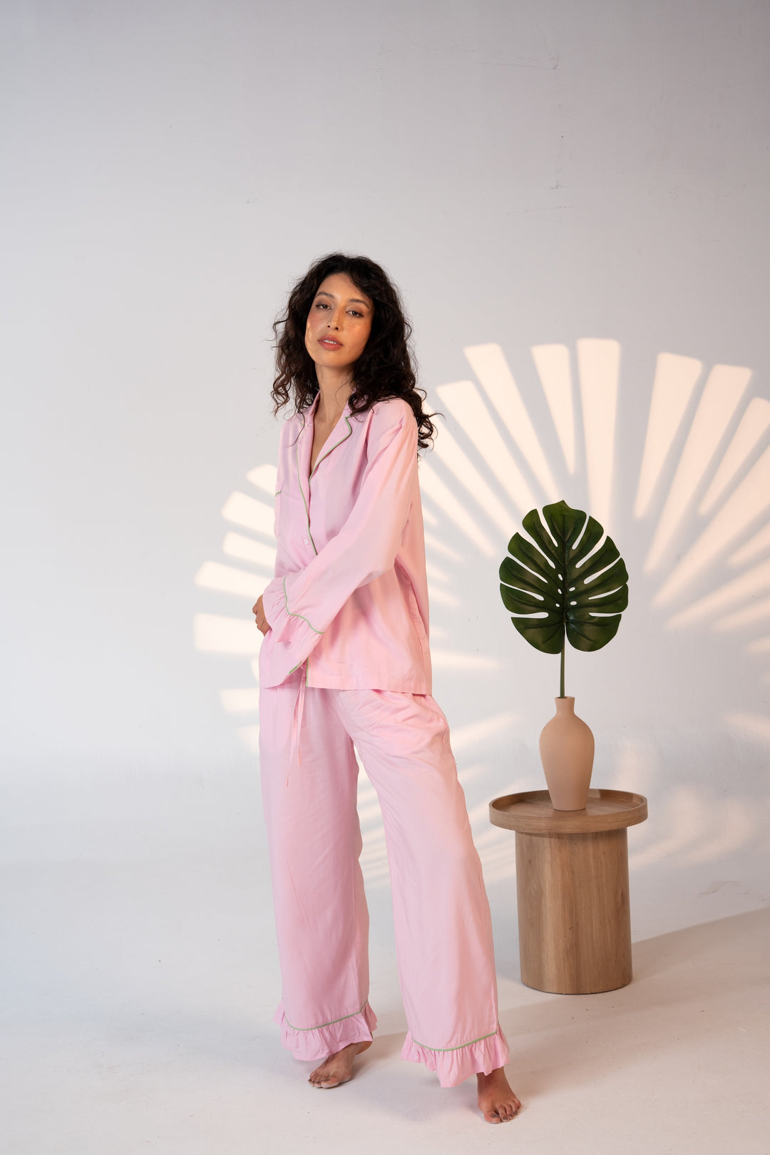 Luxury Bamboo Pajama Set Women | Pink & Green