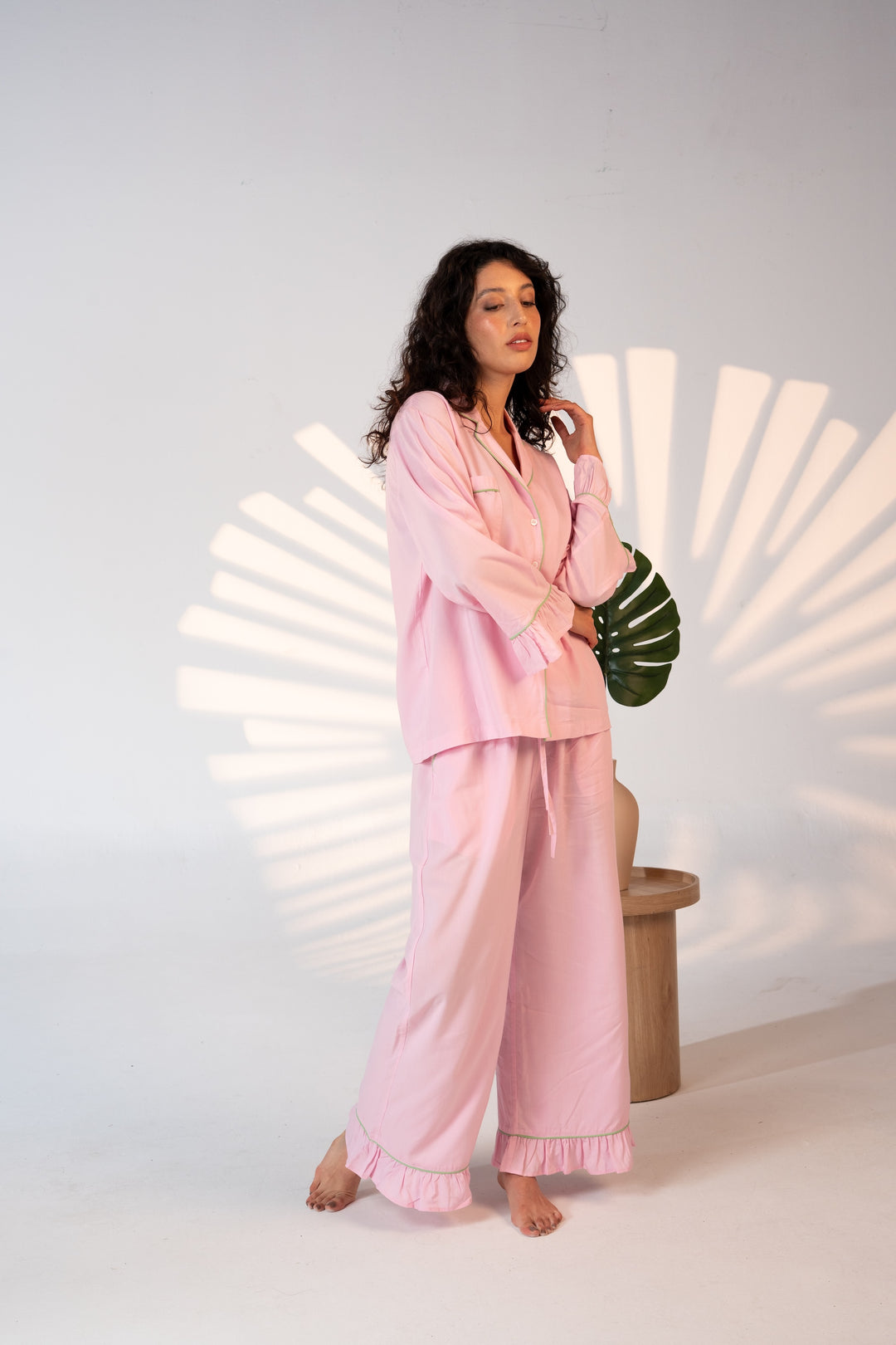 Luxury Bamboo Pajama Set Women | Pink & Green