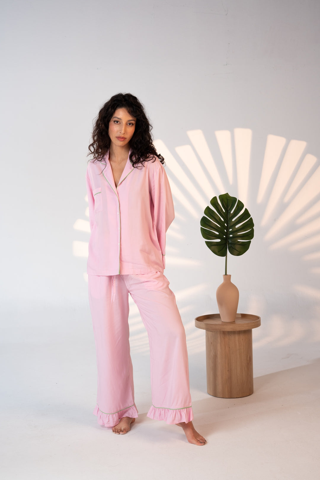 Luxury Bamboo Pajama Set Women | Pink & Green