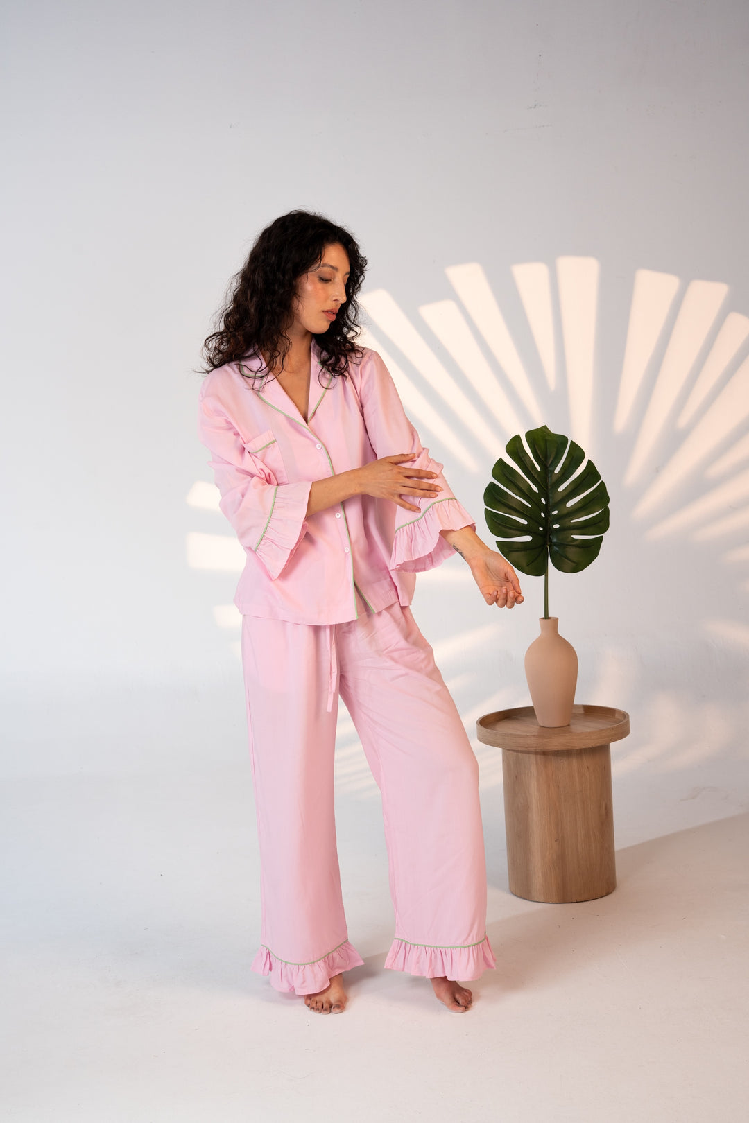 Luxury Bamboo Pajama Set Women | Pink & Green