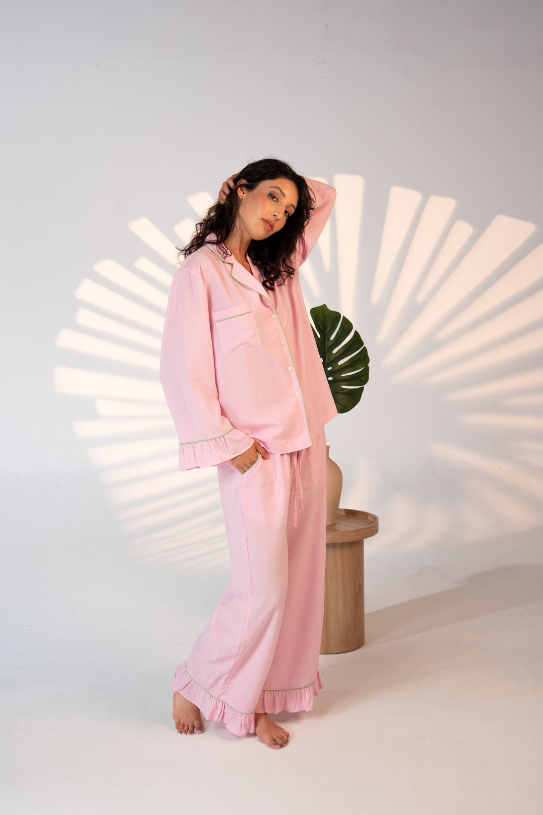 Luxury Bamboo Pajama Set Women | Pink & Green