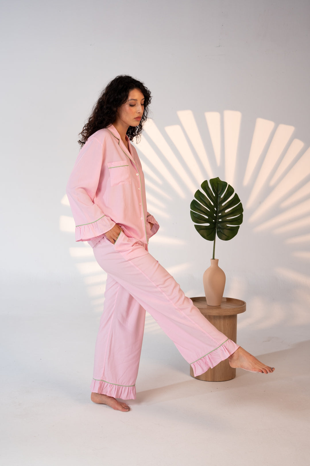 Luxury Bamboo Pajama Set Women | Pink & Green