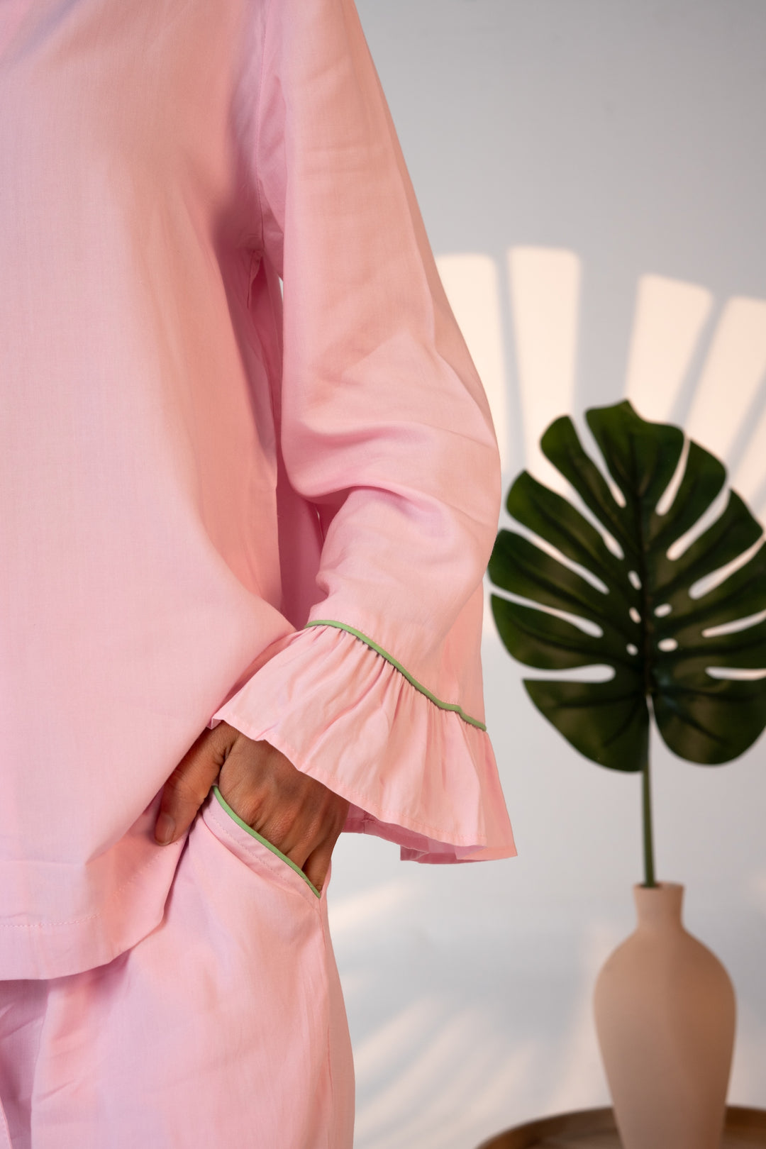 Luxury Bamboo Pajama Set Women | Pink & Green