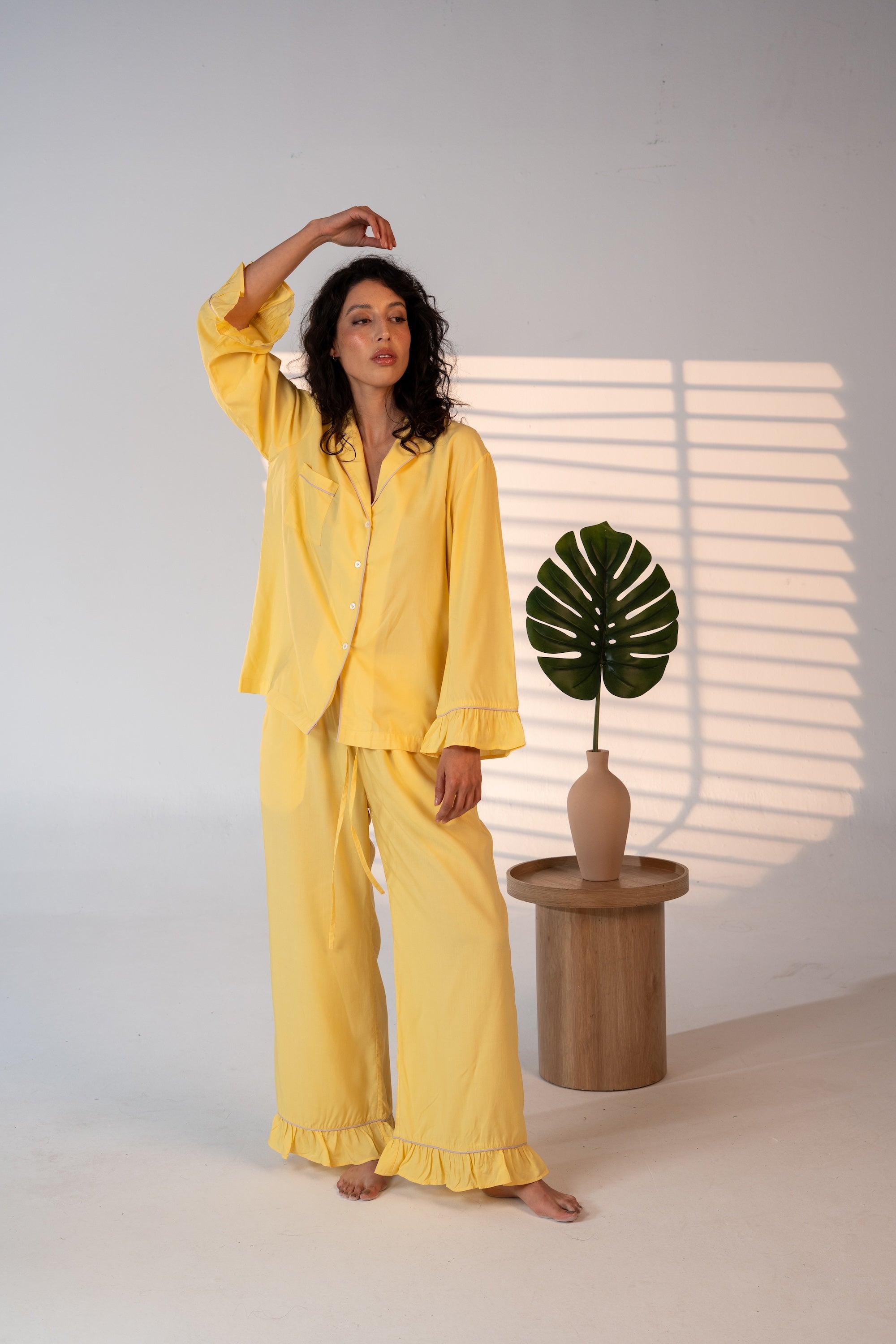 Luxury Bamboo Pajama Set Women | Yellow & Pink