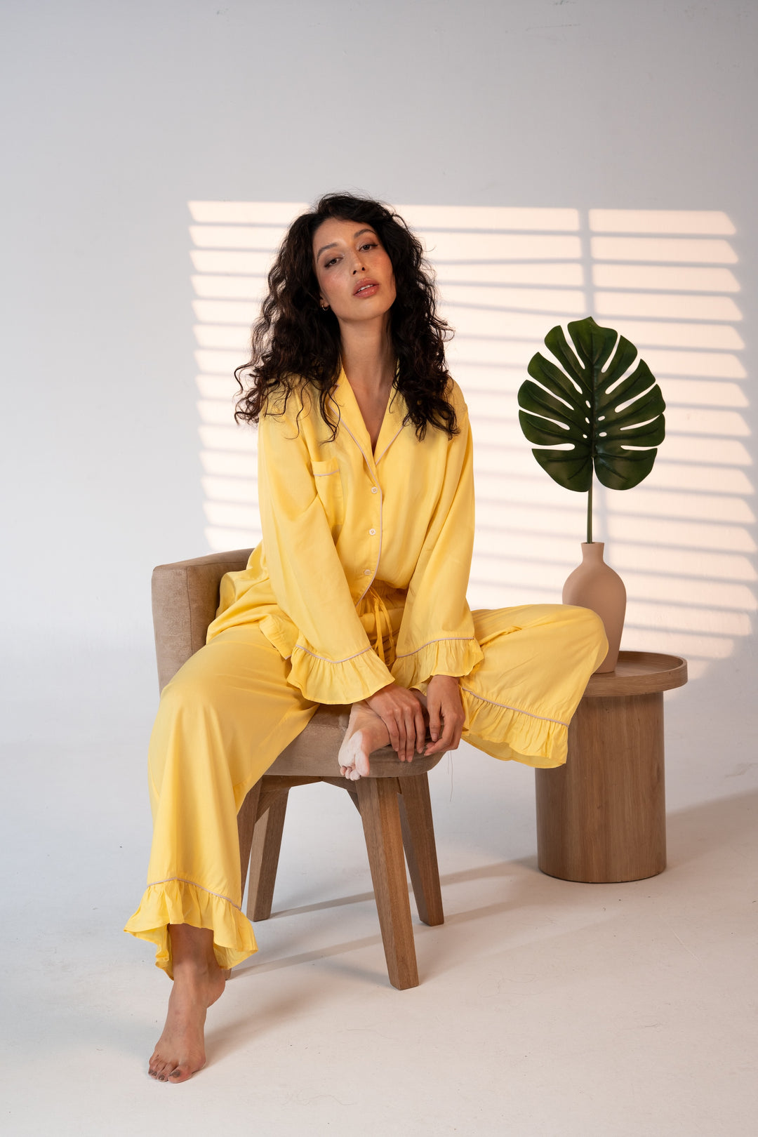 Luxury Bamboo Pajama Set Women | Yellow & Pink