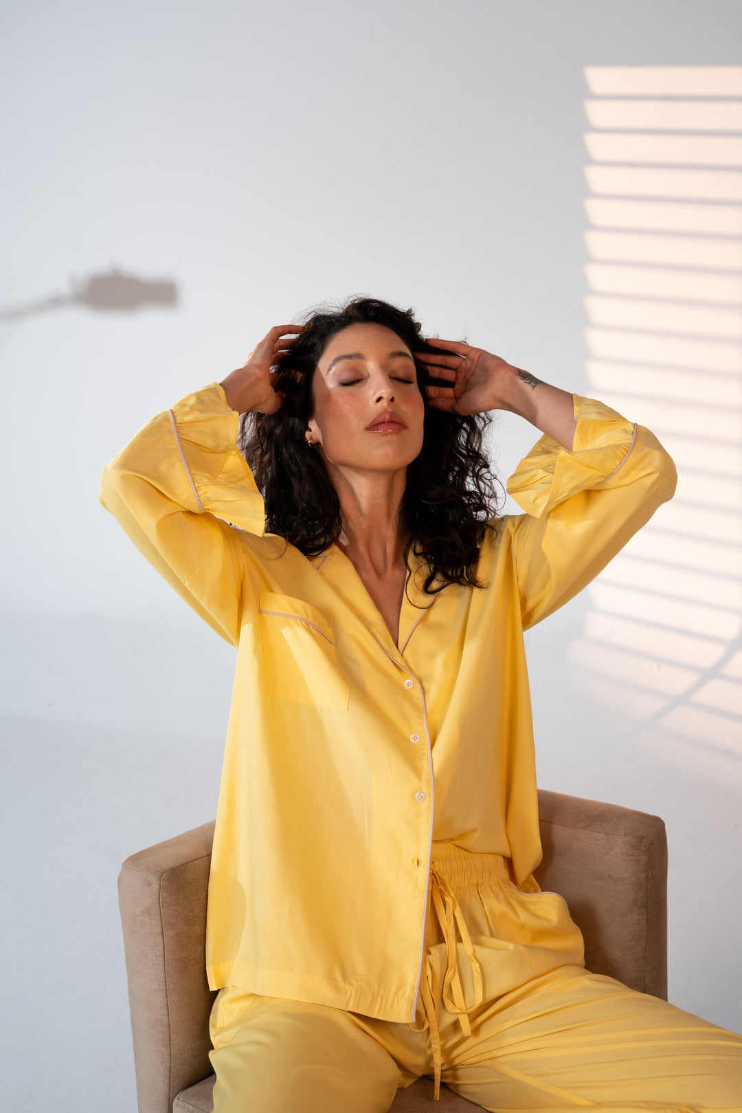 Luxury Bamboo Pajama Set Women | Yellow & Pink