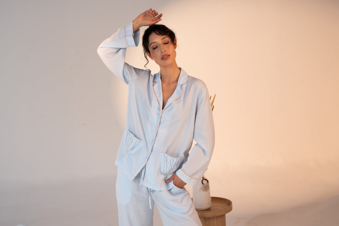 Pre-Order Pearl Shell Pajama Baby Blue