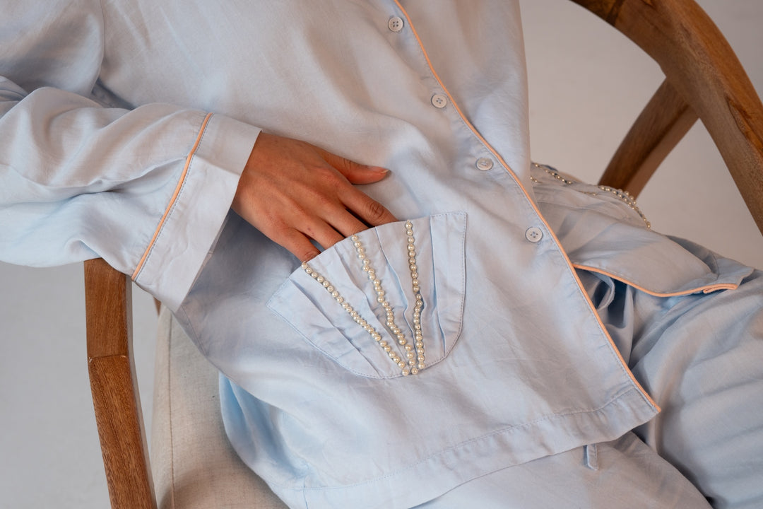 Pre-Order Pearl Shell Pajama Baby Blue
