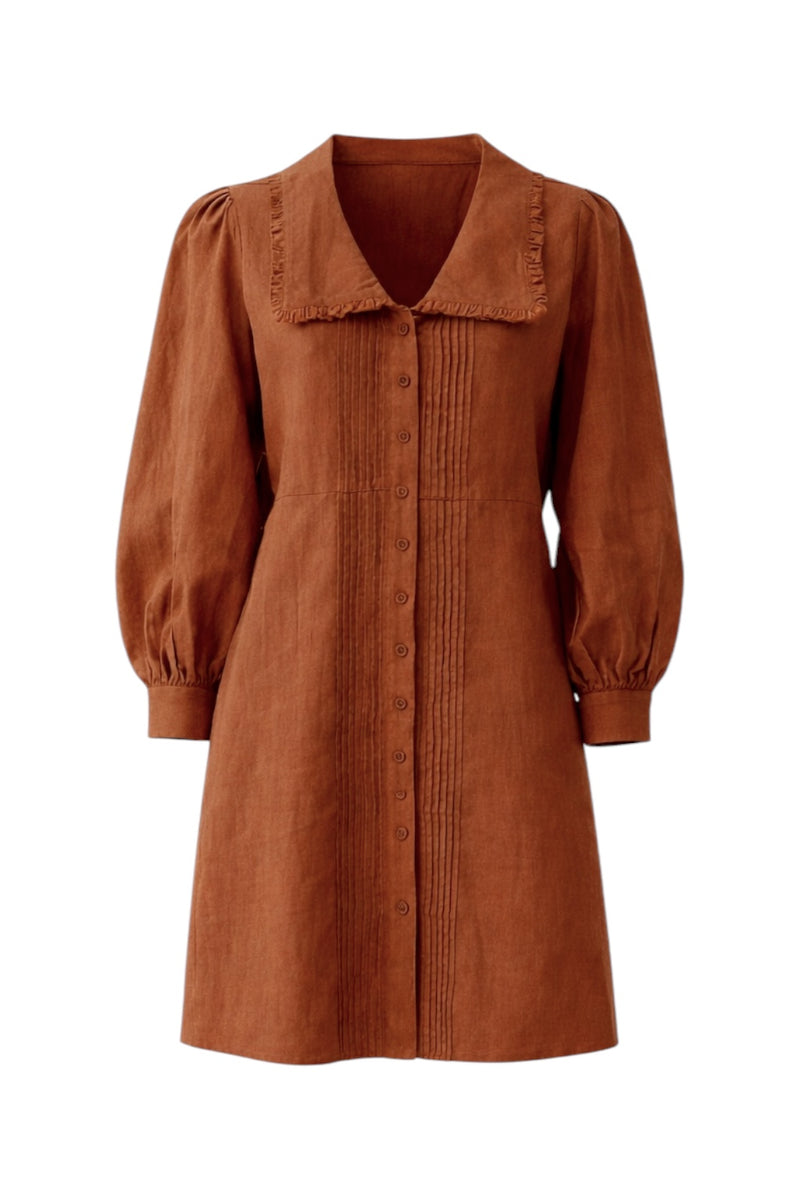 Lizzy Brown Linen Mini Dress