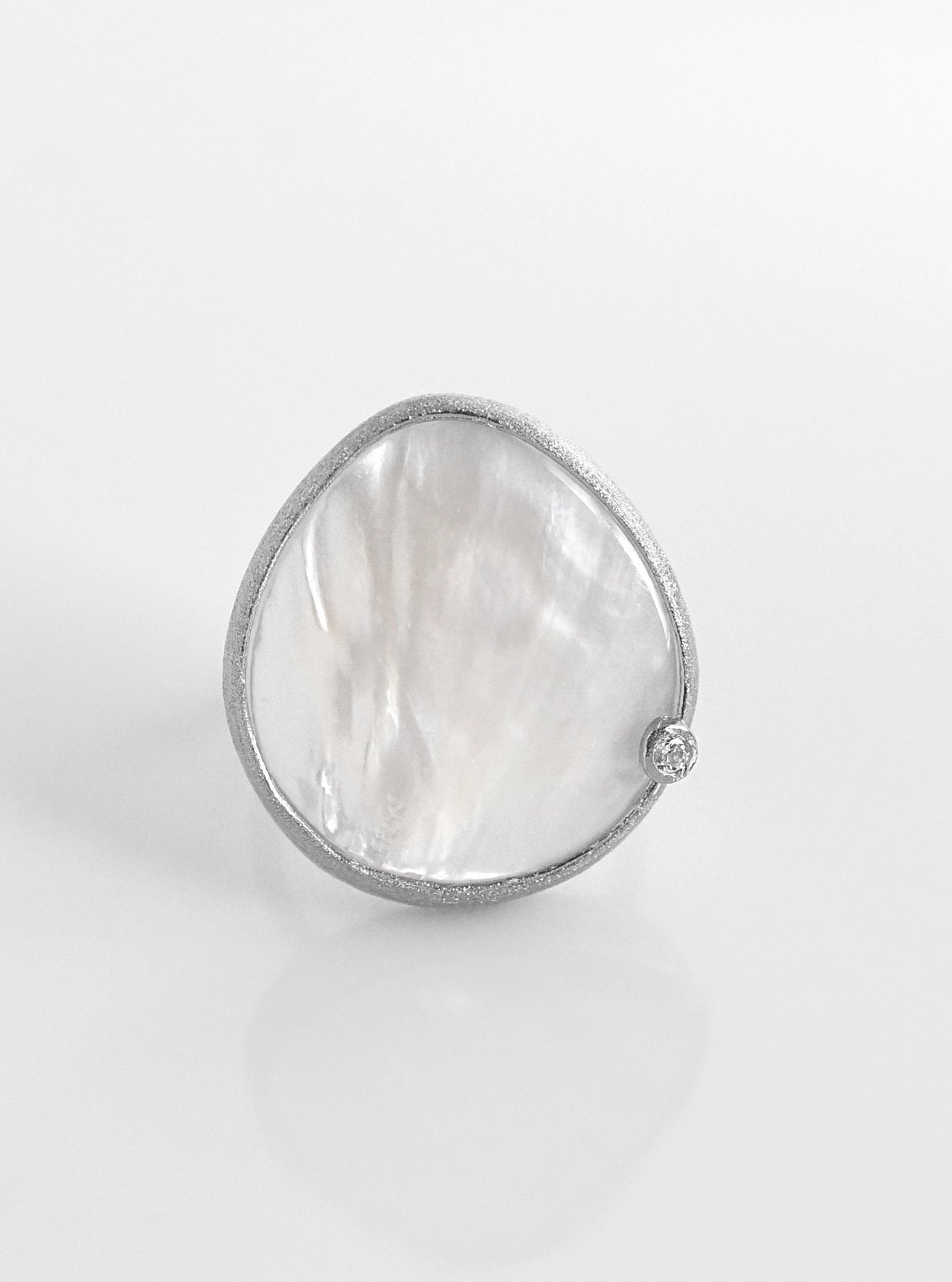 Teardrop Mother Of Pearl And Diamond Statement Ring