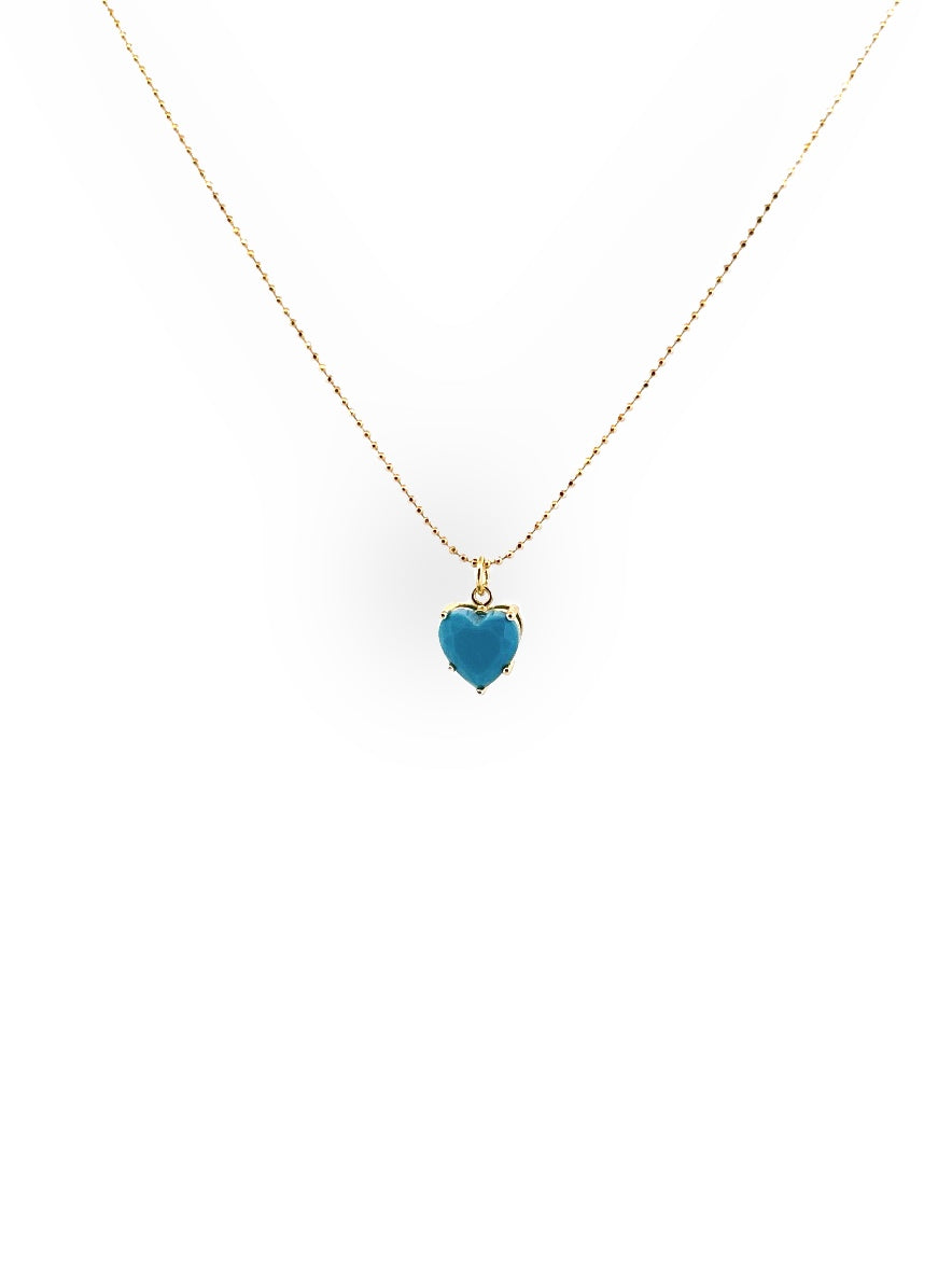 Crystal Aqua Heart Necklace