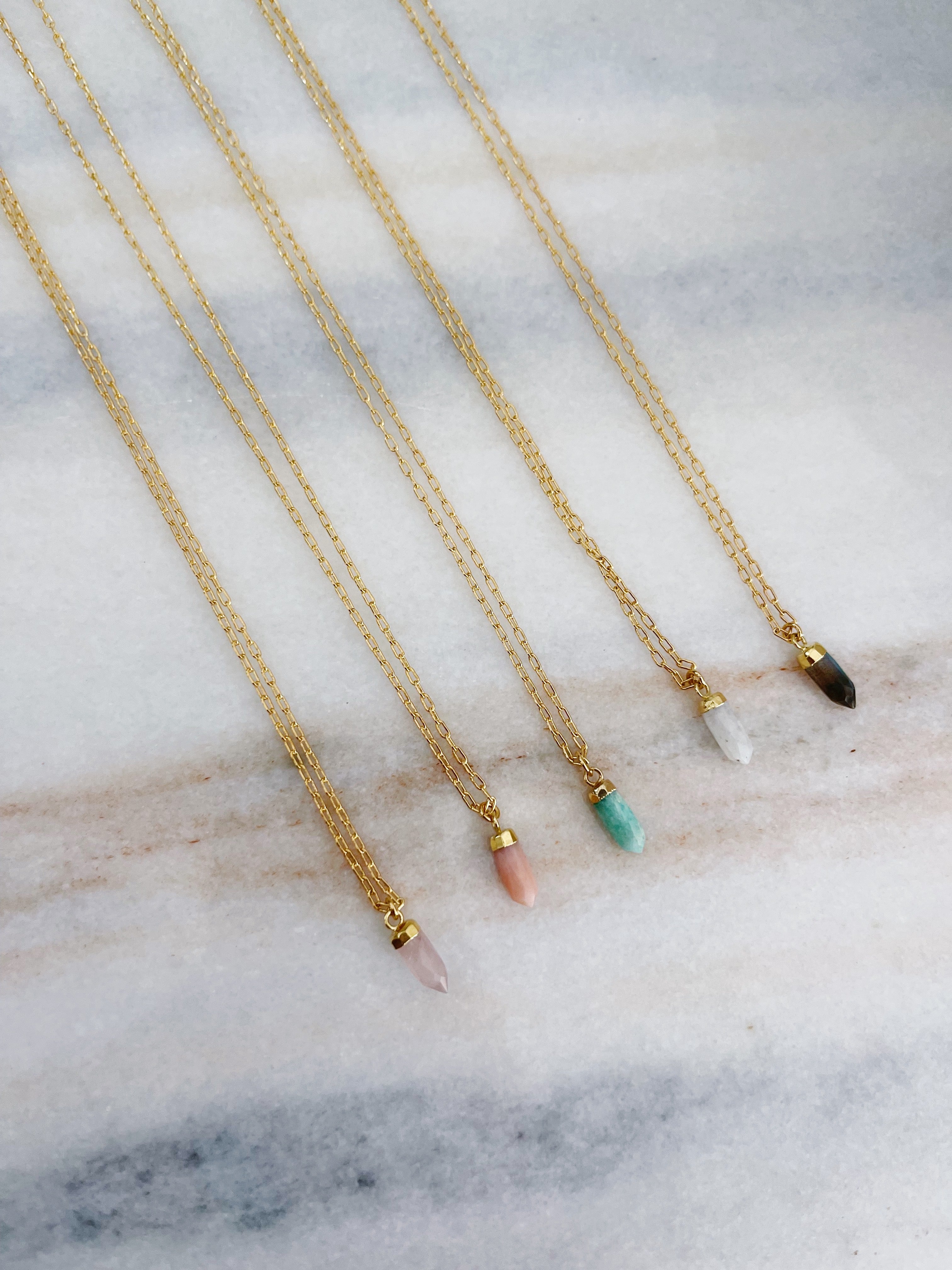 crystal necklaces point with pendant chain