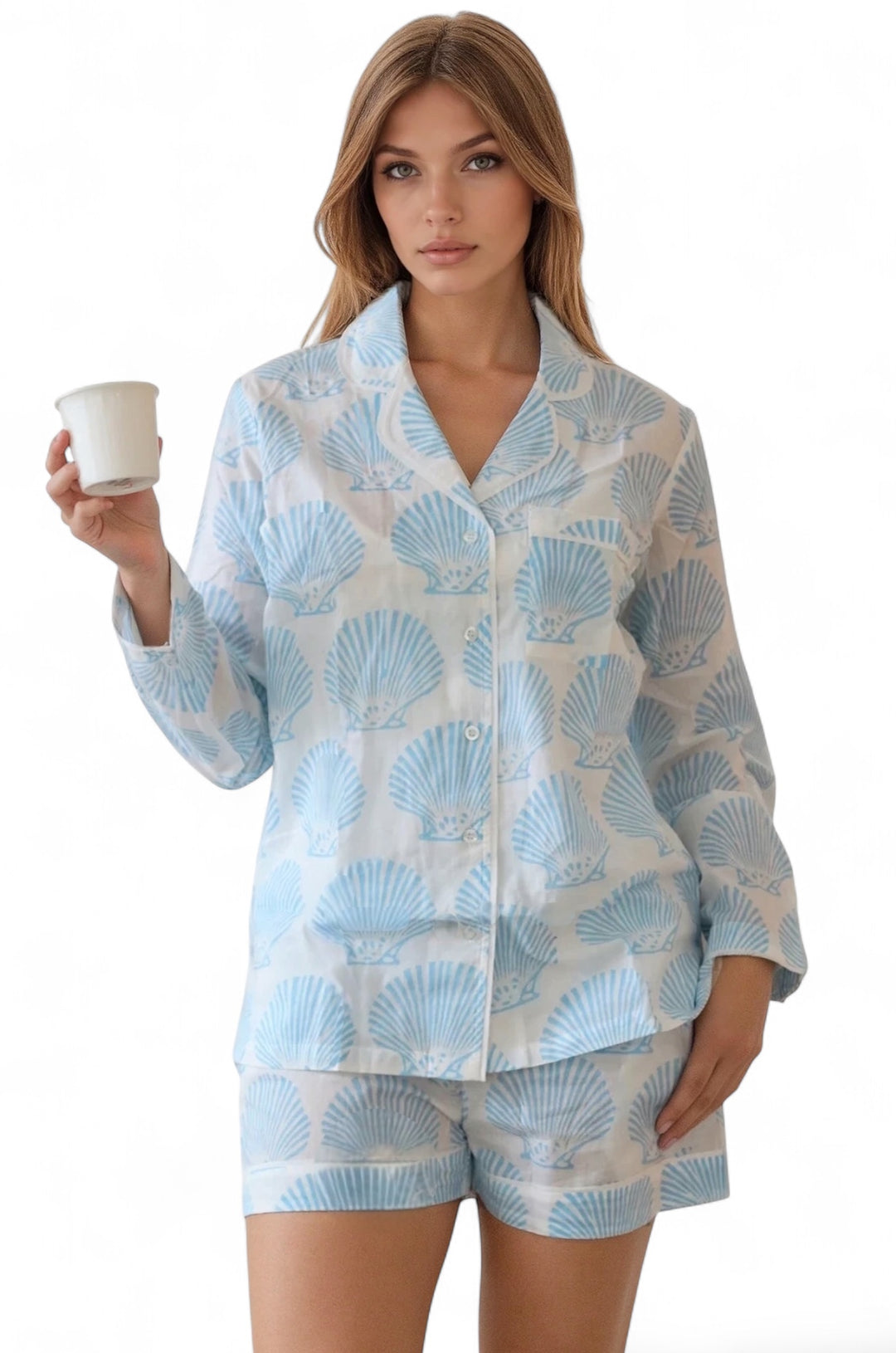 Coastal Shell Block Print Short Pajama