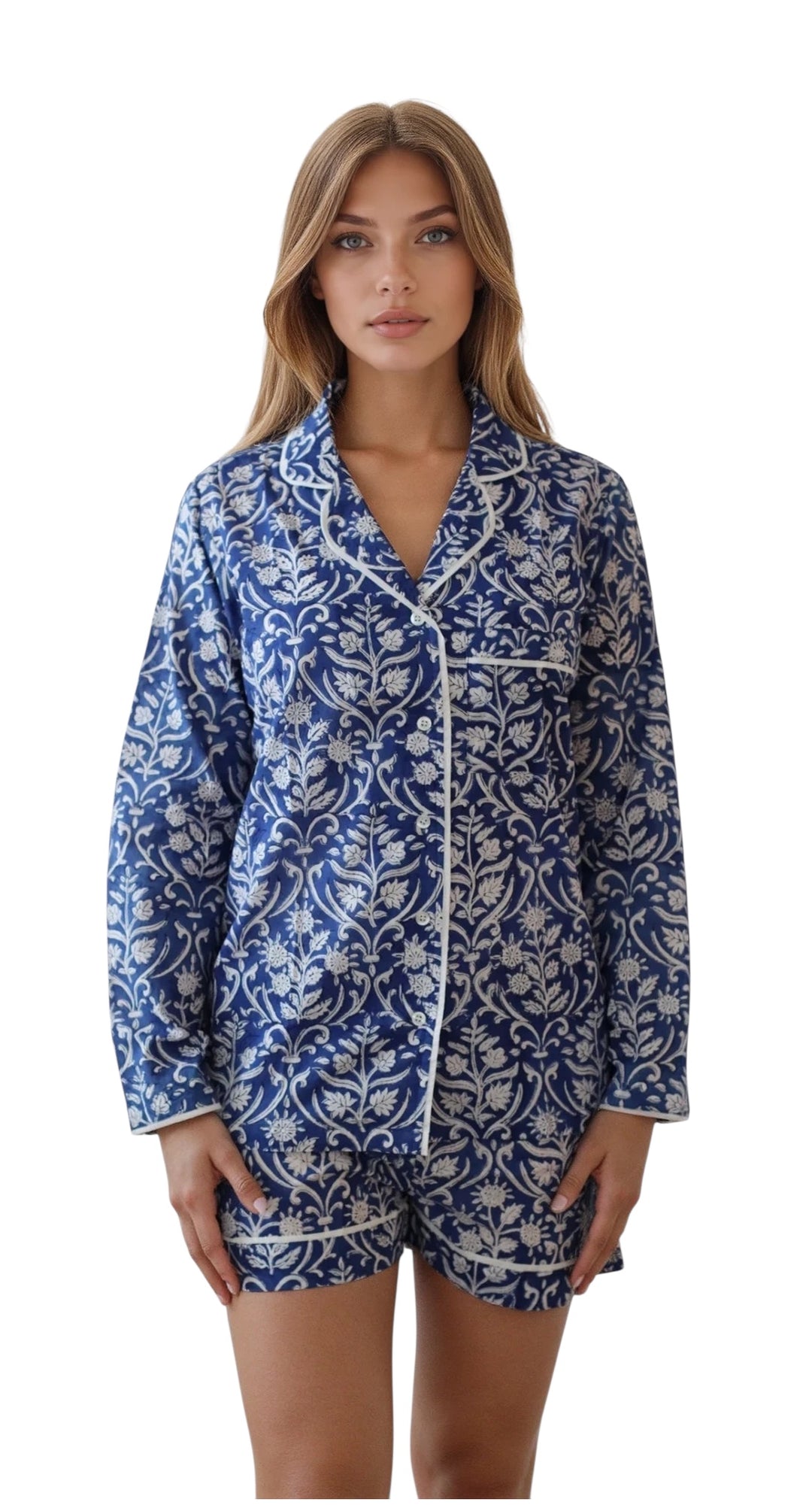 Midnight Vine Block Print Short Pajama