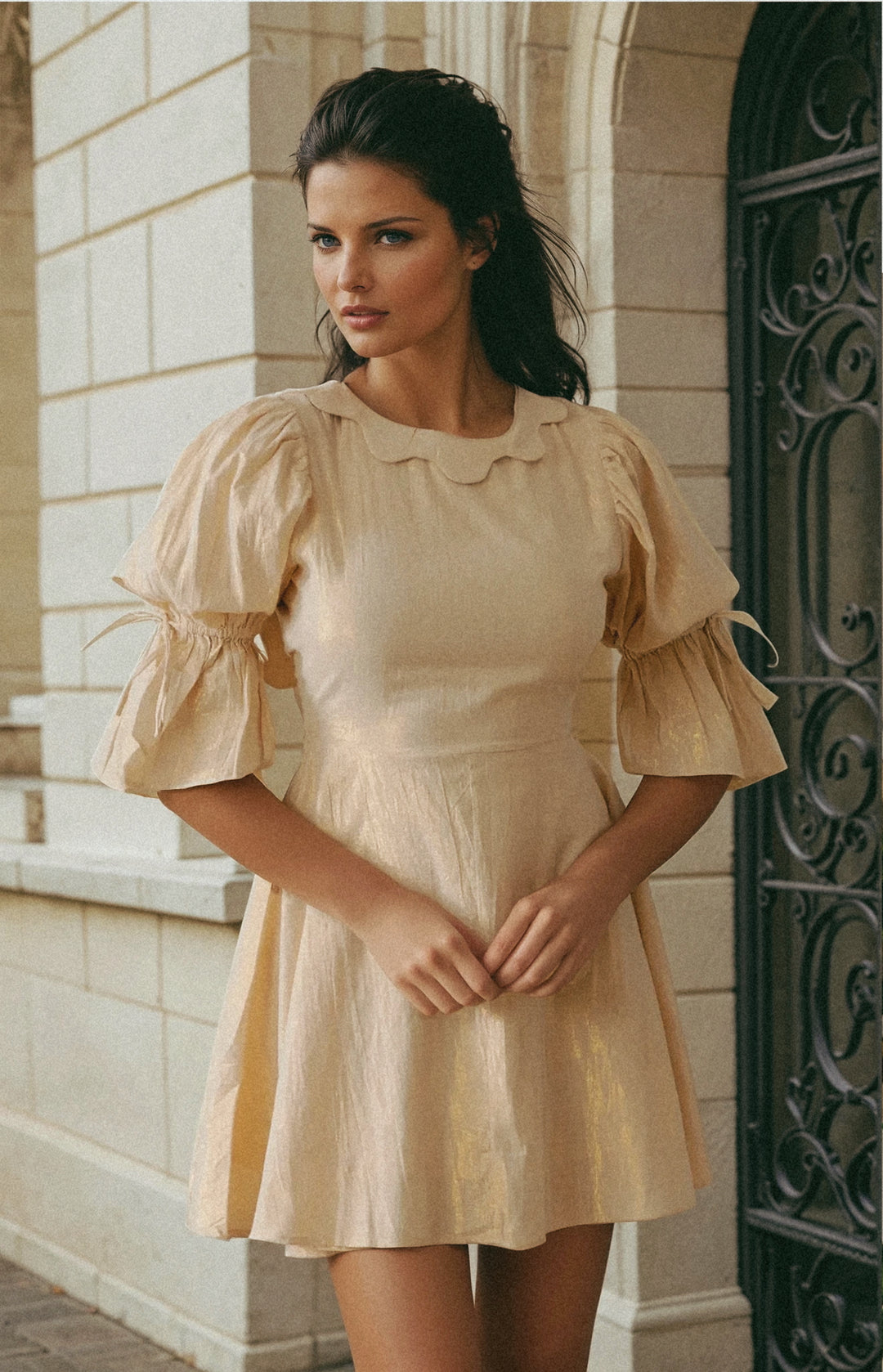 Antoinette Backless Ballet Core Dress In Gold