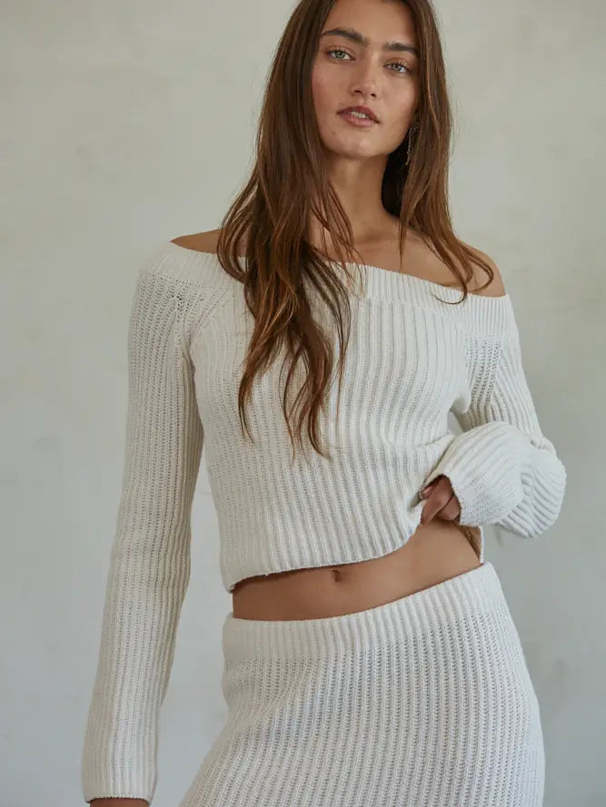 Deadstock Off The Shoulder Knit Sweater