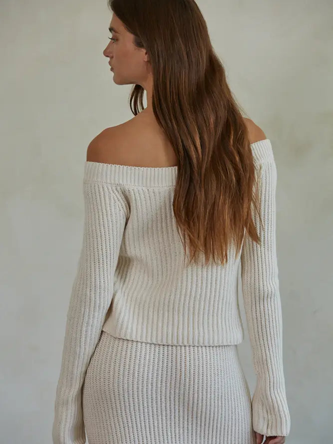 Deadstock Off The Shoulder Knit Sweater