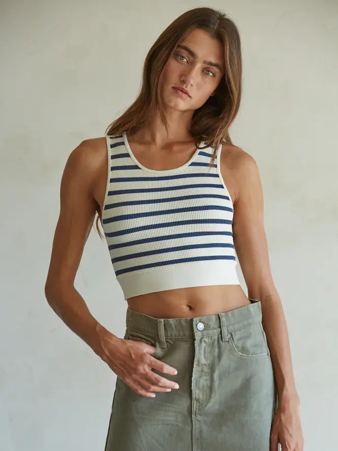 Knit Seamless Ribbed Striped Racerback Brami