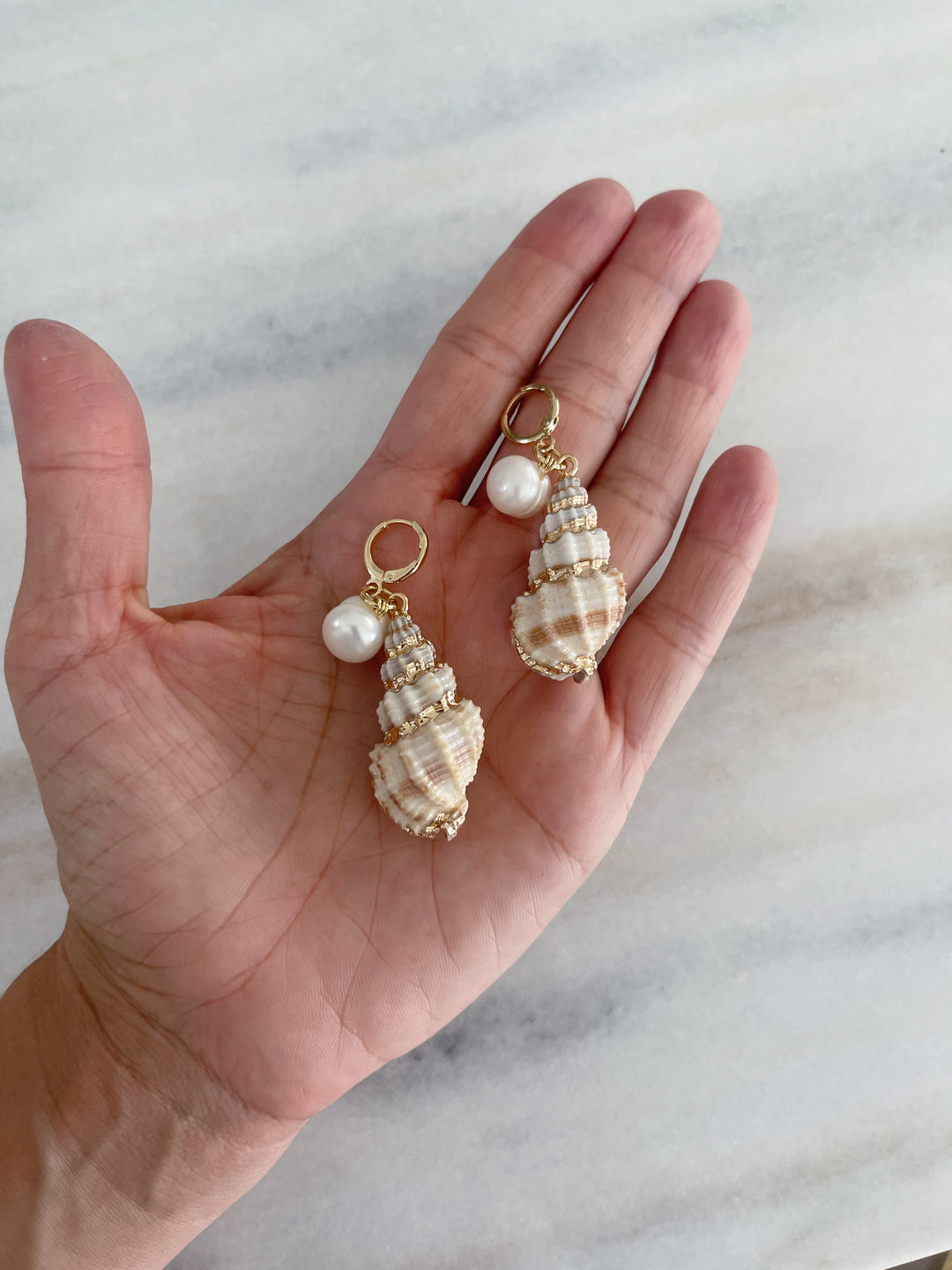 Shell Earrings With Pearl