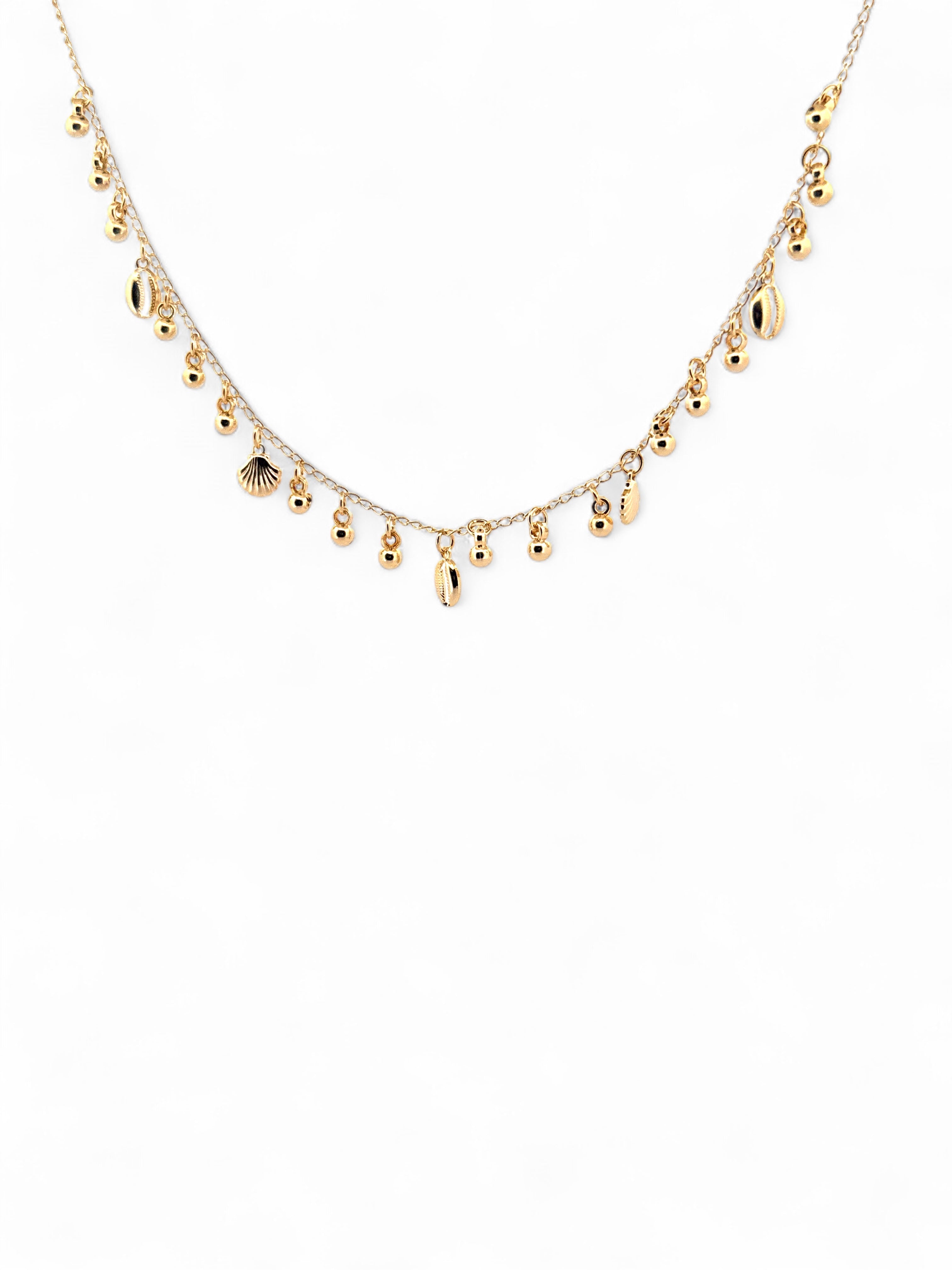 Cluster of mini coastal shell charms on gold chain – Salt Water Heirloom