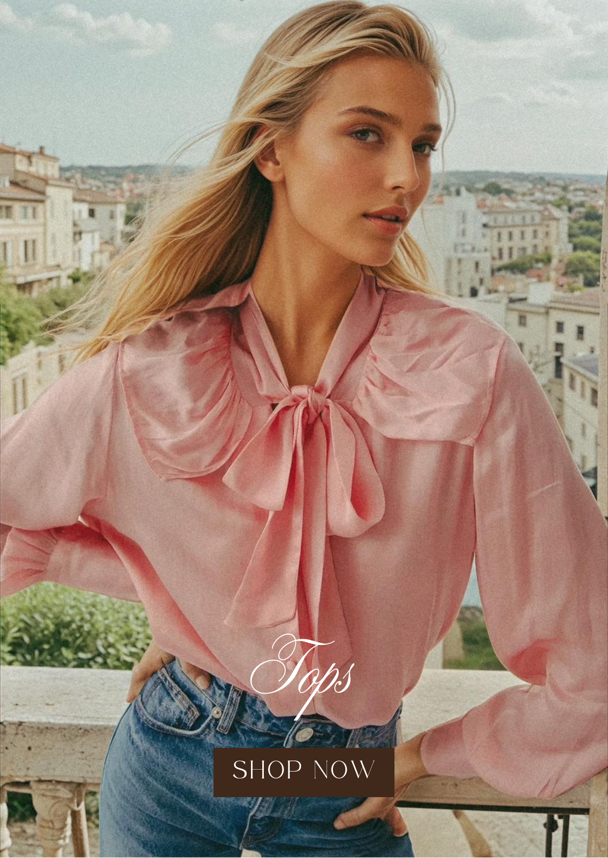 vegan silk pink bow top