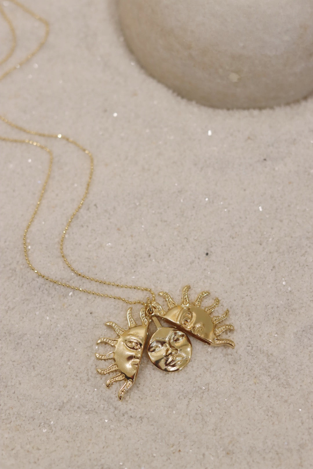 Sun And Moon Necklace In Gold