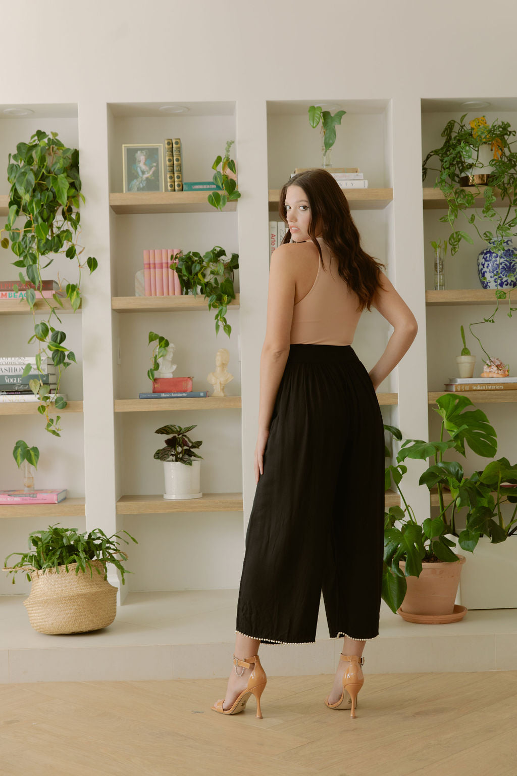 Marrakech Black Pants With Pearled Hem