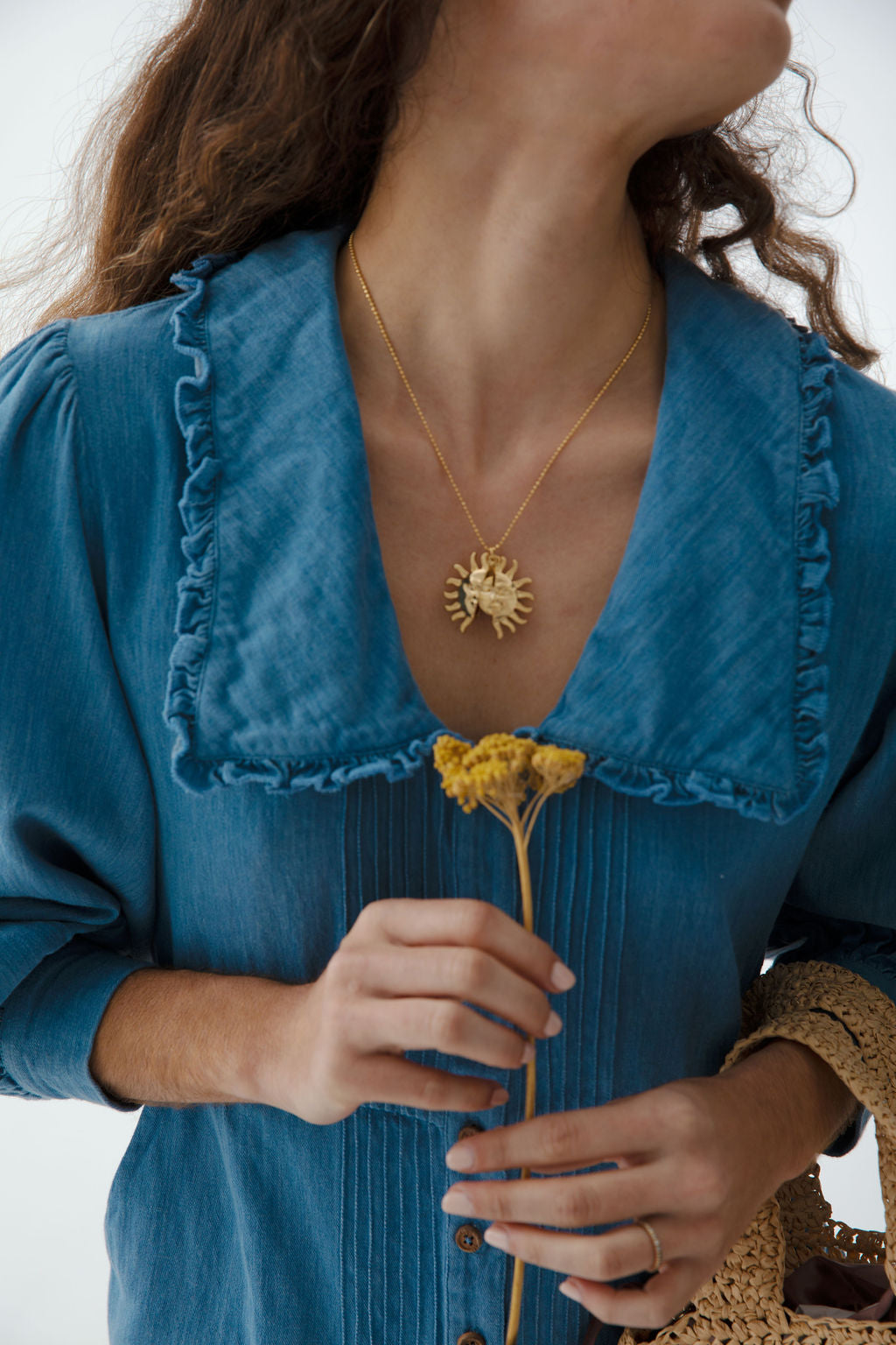 Sun And Moon Necklace In Gold