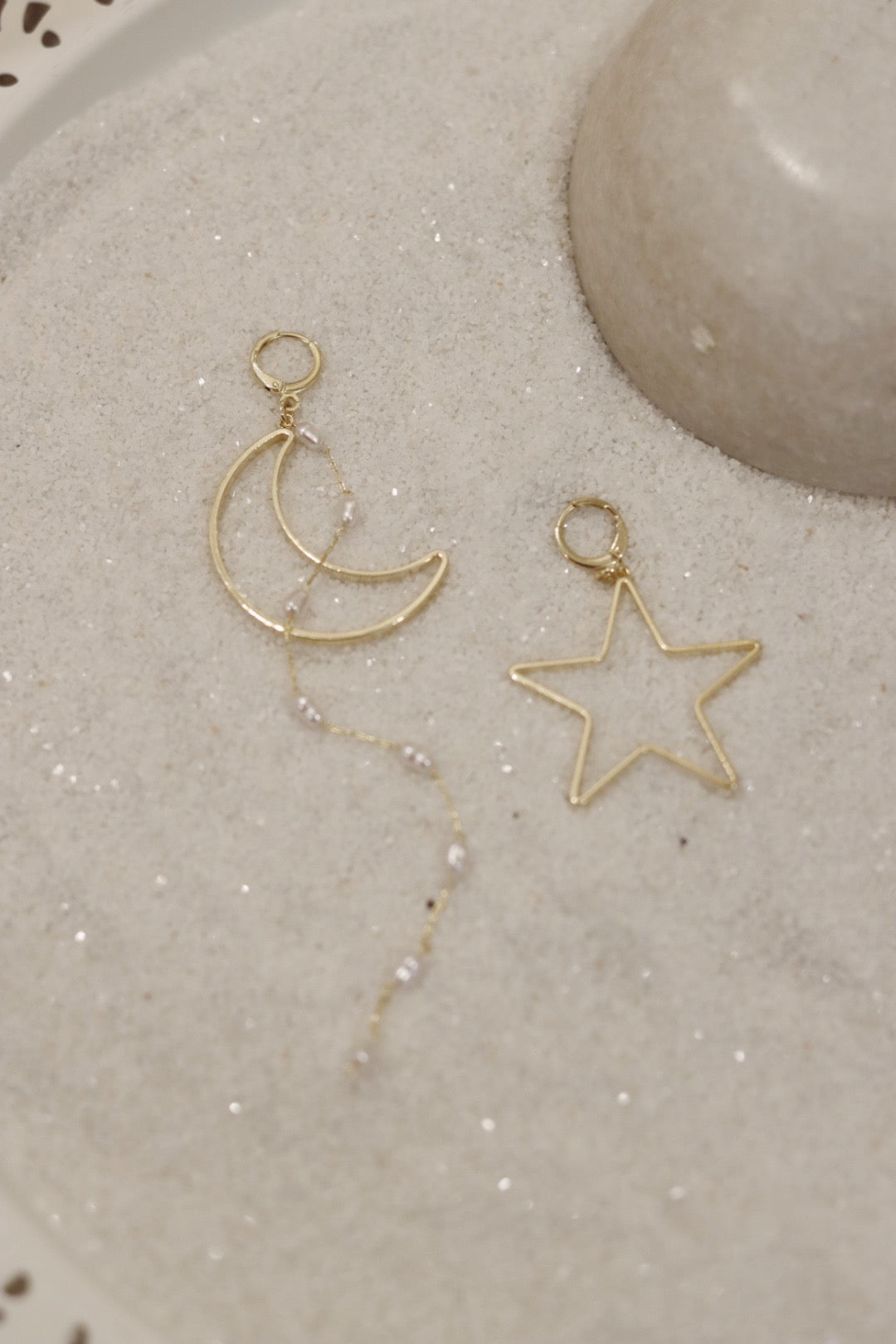 Mismatched Earrings - Moon And Star