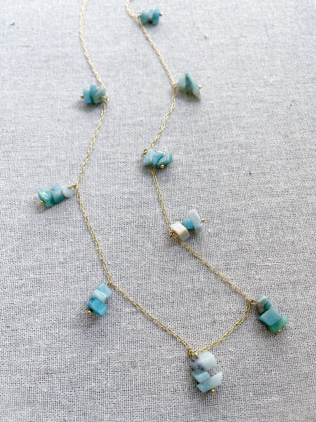 Love Yourself Long Aquamarine Stone Necklace