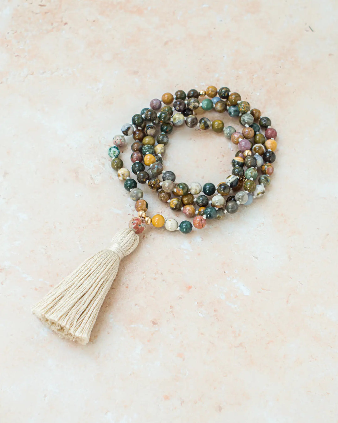 Ocean Jasper Mala Beads Necklace